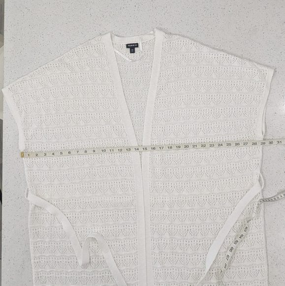 Torrid White Crochet Duster Short Sleeve Tie Waist Sweater Cover-Up Casual 1X-2X - Picture 5 of 13